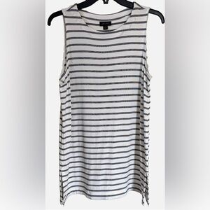 J.Jill Wearever Collection Black White Stripe Sleeveless Tank Top M Tall